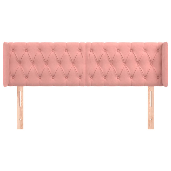 Cabeceira de cama c/ abas veludo 163x16x78/88 cm rosa M 3