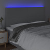 Cabeceira cama c/ luzes LED tecido 180x5x118/128cm cinza-claro 3
