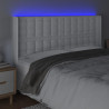 Cabeceira cama c/ LED couro artificial 183x16x118/128 cm branco 4