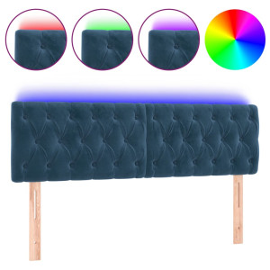 Cabecero con LED de terciopelo azul oscuro 144x7x78/88 cm H