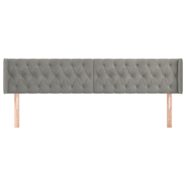 Cabecero de terciopelo gris claro 183x16x78/88 cm M 3