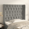 Cabeceira de cama c/ abas veludo 93x16x118/128cm cinzento-claro 1