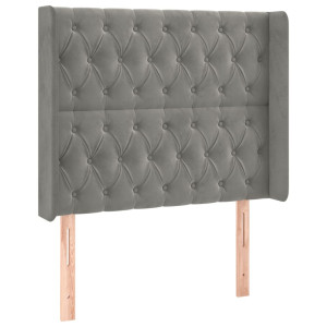 Cabecero con orejas de terciopelo gris claro 93x16x118/128 cm H