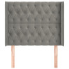 Cabeceira de cama c/ abas veludo 93x16x118/128cm cinzento-claro 3