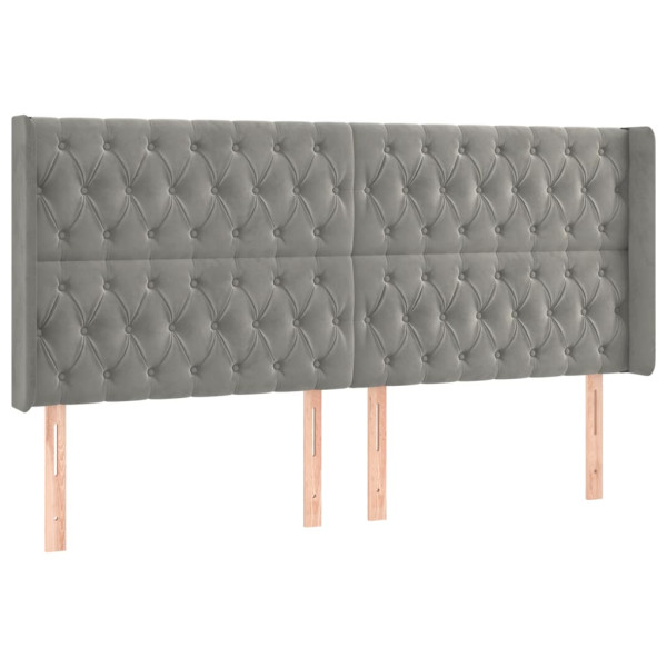 Cabecero con orejas de terciopelo gris claro 183x16x118/128 cm M 2