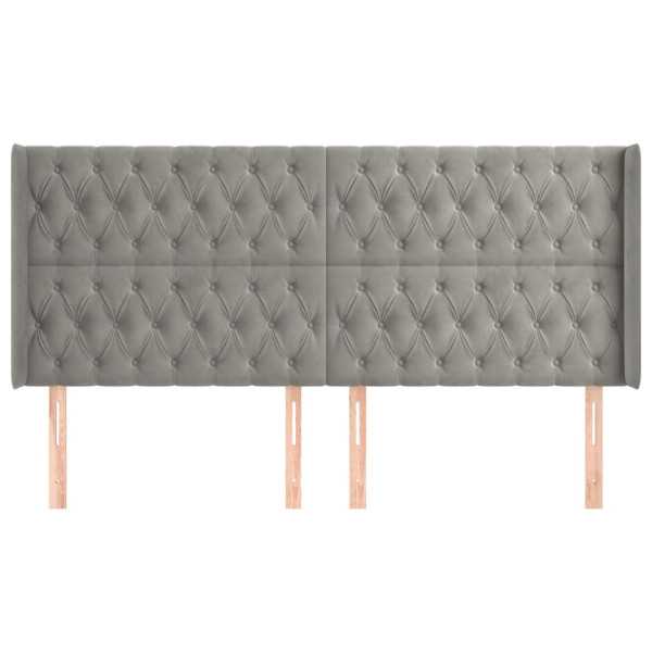 Cabecero con orejas de terciopelo gris claro 183x16x118/128 cm M 3