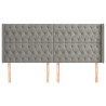 Cabeceira cama c/ abas veludo 183x16x118/128 cm cinzento-claro 3