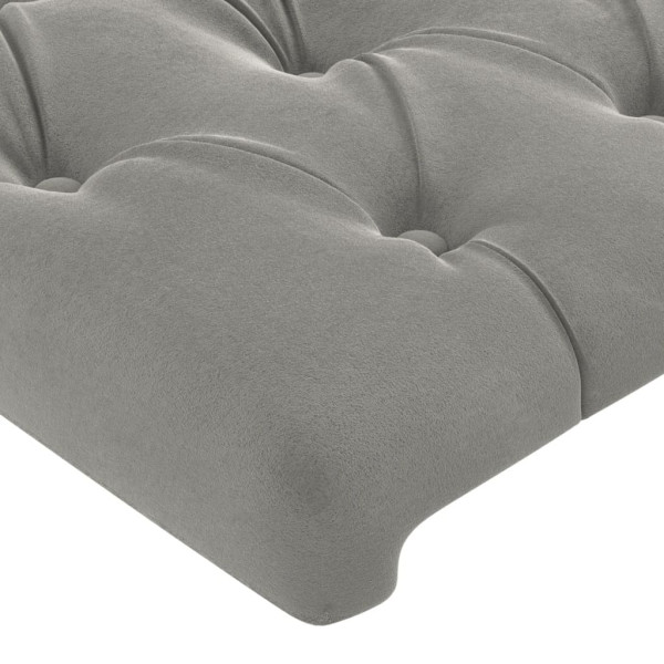 Cabeceira cama c/ abas veludo 183x16x118/128 cm cinzento-claro M 5
