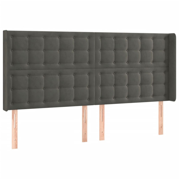 Cabecero con LED de terciopelo gris oscuro 203x16x118/128 cm M 3