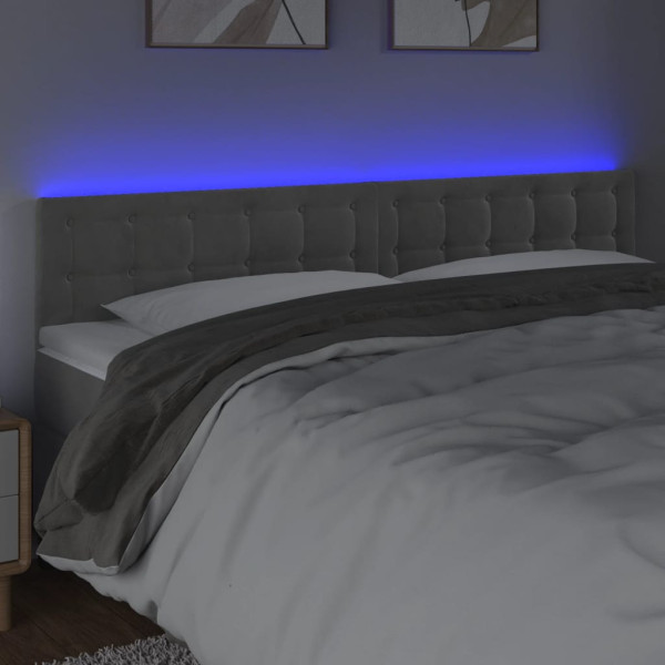 Cabecero con LED de terciopelo gris claro 180x5x78/88 cm M 3