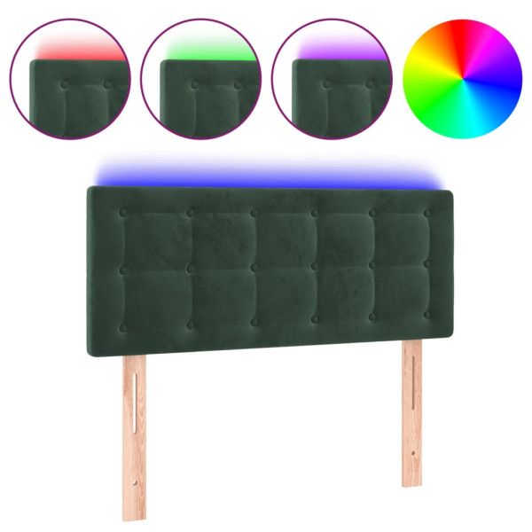 Cabeceira de cama c/ luzes LED veludo 80x5x78/88cm verde-escuro M 2