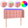 Cabeceira de cama c/ luzes LED veludo 103x16x78/88 cm rosa 2