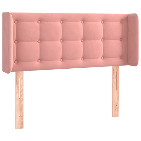 Cabeceira de cama c/ luzes LED veludo 103x16x78/88 cm rosa M 3