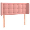 Cabeceira de cama c/ luzes LED veludo 103x16x78/88 cm rosa 3