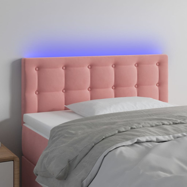 Cabecero con LED de terciopelo rosa 100x5x78/88 cm D