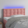 Cabeceira de cama c/ luzes LED veludo 100x5x78/88 cm rosa 1
