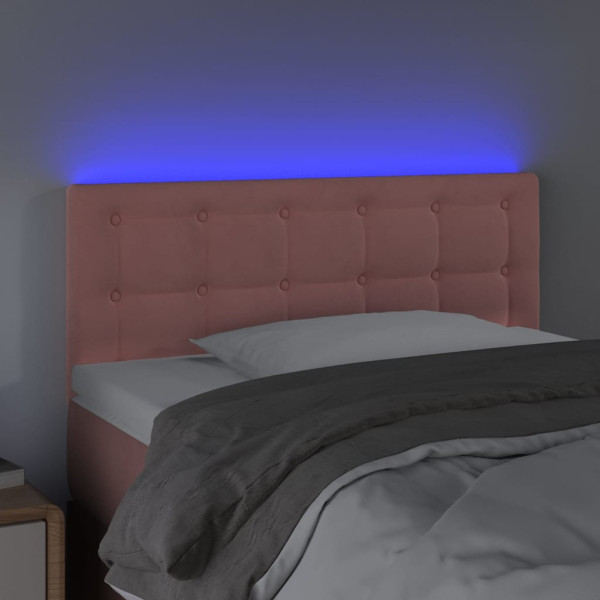 Cabeceira de cama c/ luzes LED veludo 100x5x78/88 cm rosa M 3