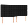 Cabeceira de cama c/ luzes LED tecido 180x5x118/128 cm preto 4