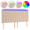 Cabeceira cama c/ LED couro artif. 180x5x118/128cm cappuccino 2