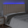 Cabeceira cama c/ LED couro artif. 180x5x118/128cm cappuccino 3