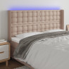 Cabecero con LED cuero sintético capuchino 183x16x118/128cm 1