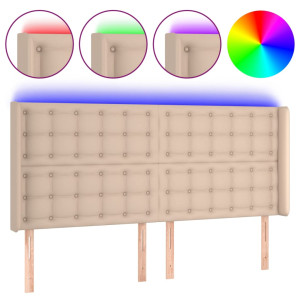 Cabecero con LED cuero sintético capuchino 183x16x118/128cm H