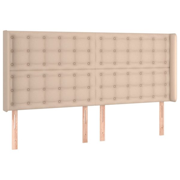 Cabeceira cama c/ LED couro artif. 183x16x118/128 cm cappuccino M 3