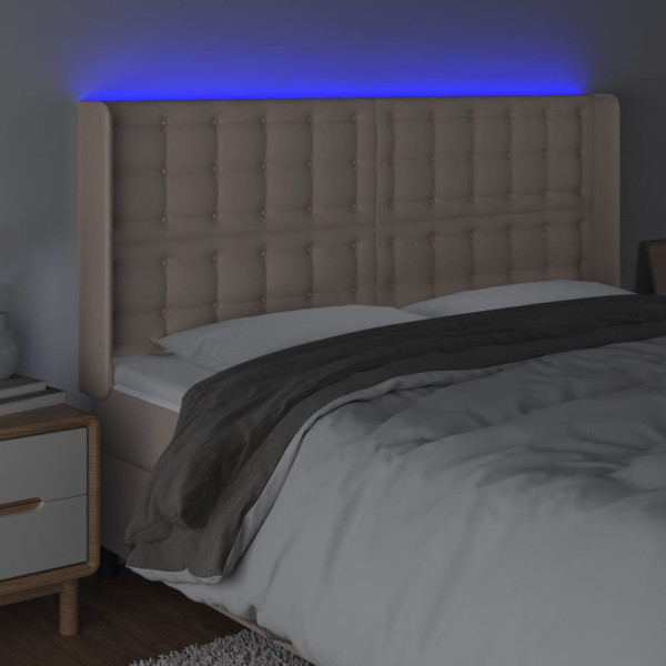 Cabecero con LED cuero sintético capuchino 183x16x118/128cm M 4