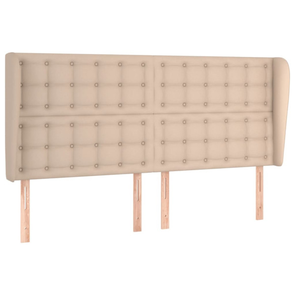 Cabecero con orejas cuero sintético capuchino 183x23x118/128 cm M 2
