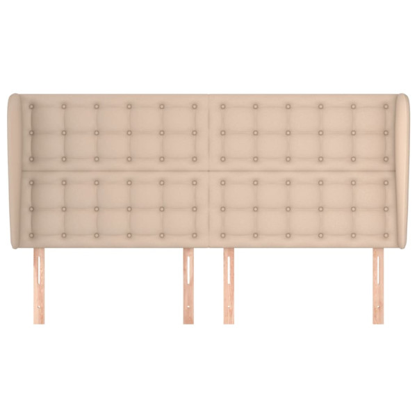 Cabecero con orejas cuero sintético capuchino 183x23x118/128 cm M 3
