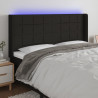 Cabeceira de cama c/ luzes LED tecido 183x16x118/128 cm preto 1
