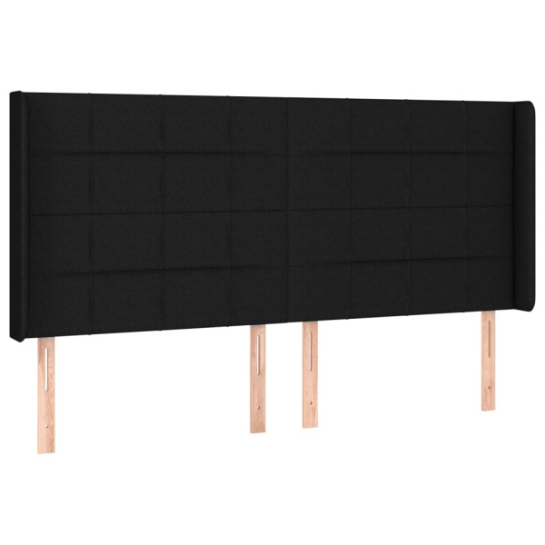 Cabeceira de cama c/ luzes LED tecido 183x16x118/128 cm preto M 3