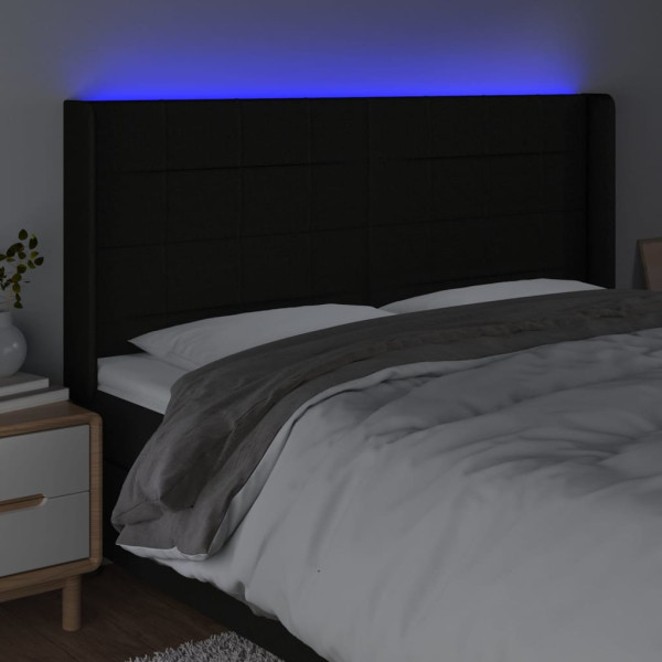 Cabecero con LED de tela negro 183x16x118/128 cm M 4
