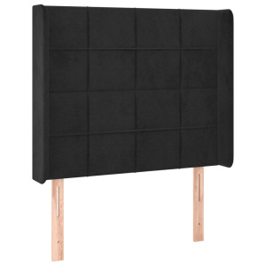 Cabecero con orejas de terciopelo negro 93x16x118/128 cm H