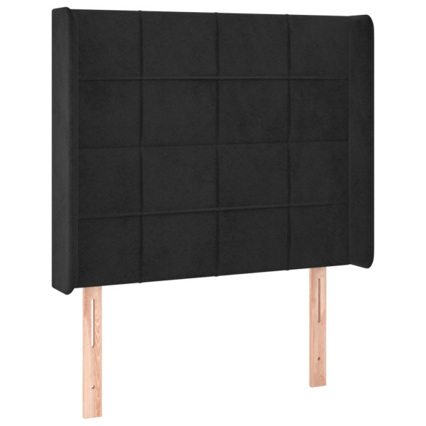 Cabecero con orejas de terciopelo negro 93x16x118/128 cm M 2
