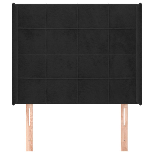 Cabecero con orejas de terciopelo negro 93x16x118/128 cm M 3