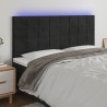 Cabecero con luces LED terciopelo negro 180x5x118/128 cm 1