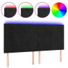 Cabecero con luces LED terciopelo negro 180x5x118/128 cm 2