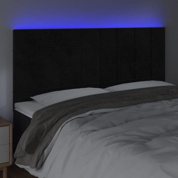 Cabeceira de cama c/ luzes LED veludo 180x5x118/128 cm preto M 3