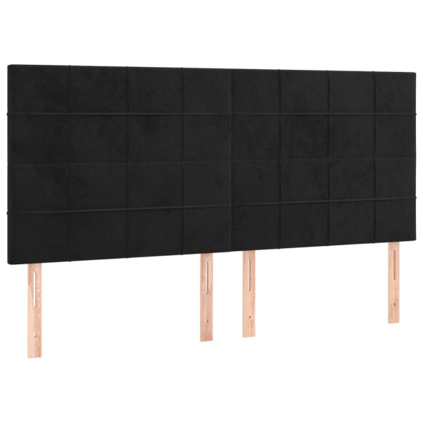 Cabeceira de cama c/ luzes LED veludo 180x5x118/128 cm preto M 4