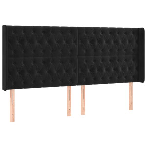 Cabecero con orejas de terciopelo negro 203x16x118/128 cm H
