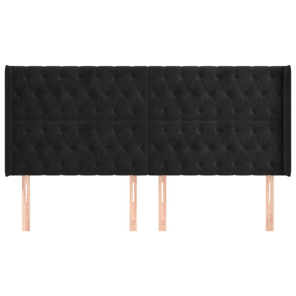 Cabecero con orejas de terciopelo negro 203x16x118/128 cm M 3
