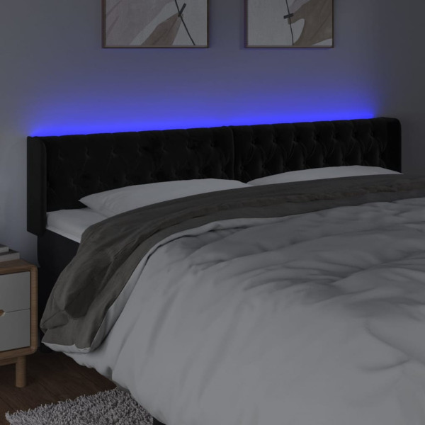 Cabecero con LED de terciopelo negro 203x16x78/88 cm M 4