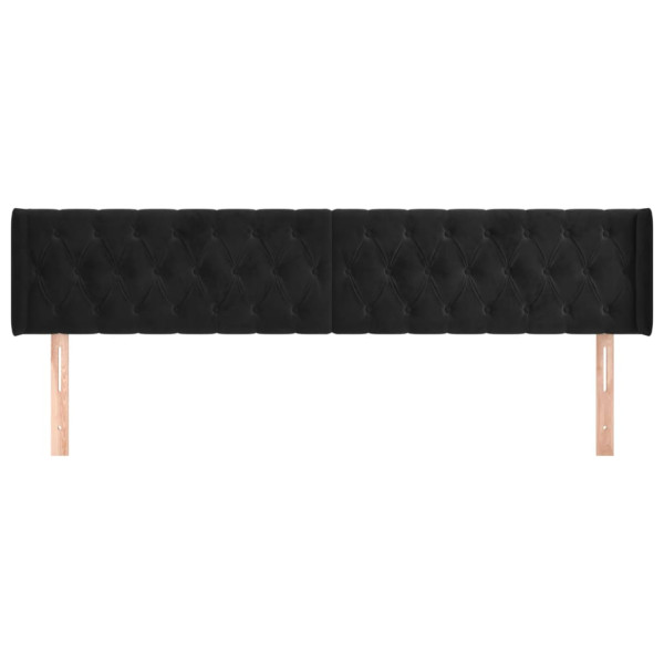 Cabeceira de cama c/ abas veludo 203x16x78/88 cm preto M 3