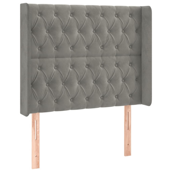 Cabeceira cama c/ luzes LED veludo 93x16x118/128 cm cinza-claro M 3
