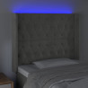Cabeceira cama c/ luzes LED veludo 93x16x118/128 cm cinza-claro 4