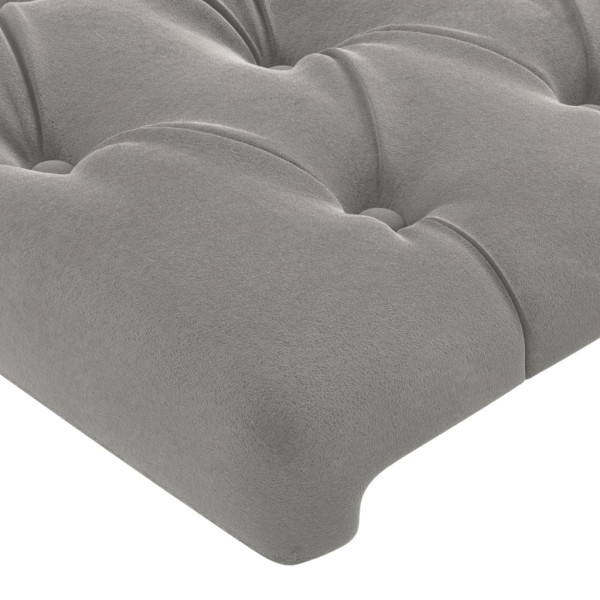 Cabecero con LED de terciopelo gris claro 93x16x118/128 cm M 5