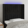 Cabeceira de cama c/ luzes LED veludo 93x16x118/128 cm preto 1
