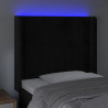 Cabeceira de cama c/ luzes LED veludo 93x16x118/128 cm preto 4