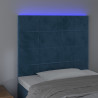 Cabeceira cama c/ luzes LED veludo 80x5x118/128cm azul-escuro 3